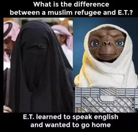 Différence entre un réfugié musulman et E.T l'extraterrestre ?