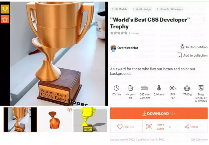 Coupe pour le meilleur développeur CSS au monde